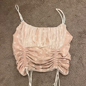 Floral ruched tank. Super flattering, scrunch can be adjusted!